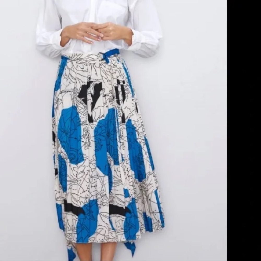 Zara Asymmetrical Pleated Limited Edition Wrap Skirt Zodiac
